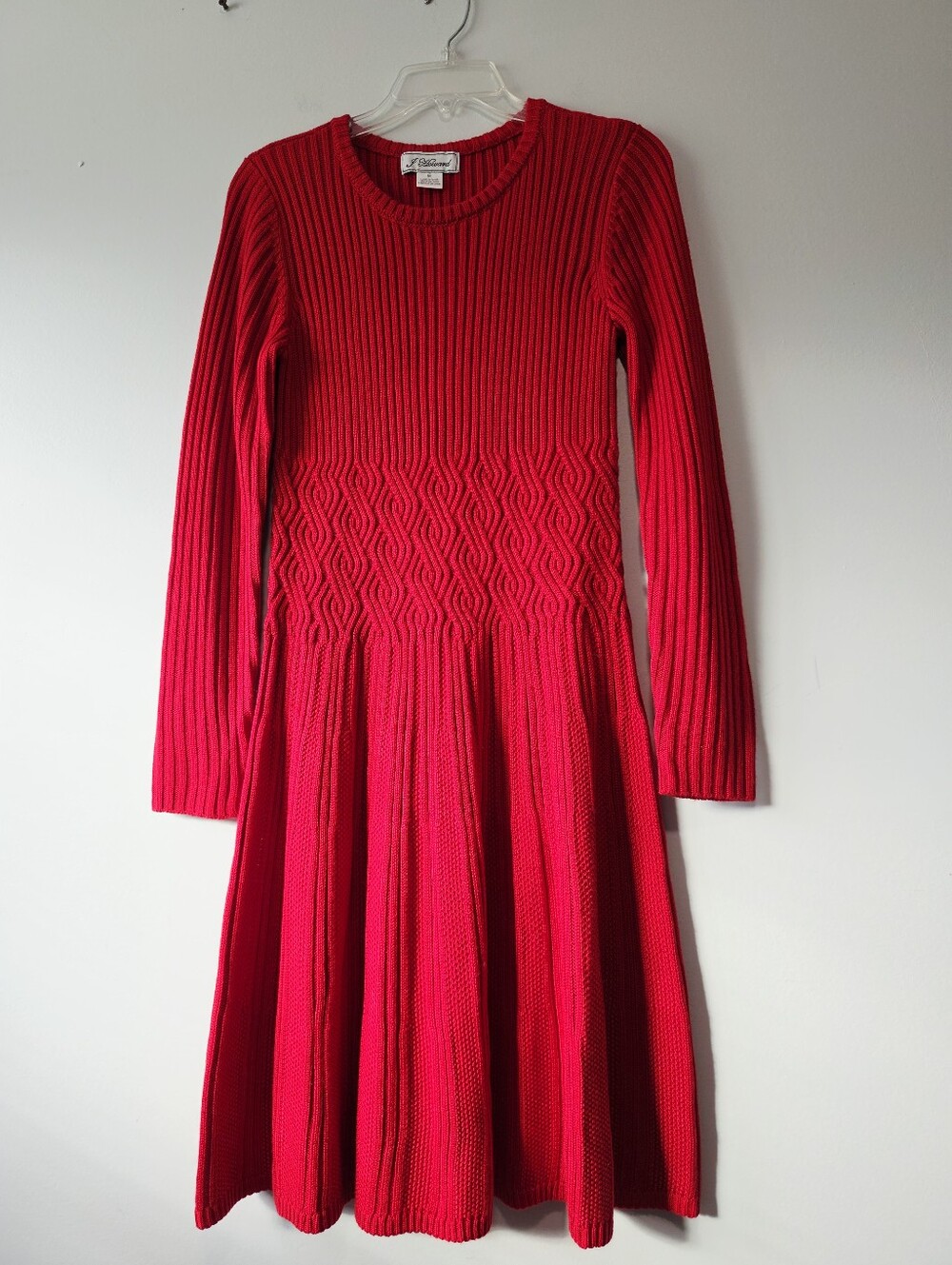 Red Knit Long-Sleeve Dress